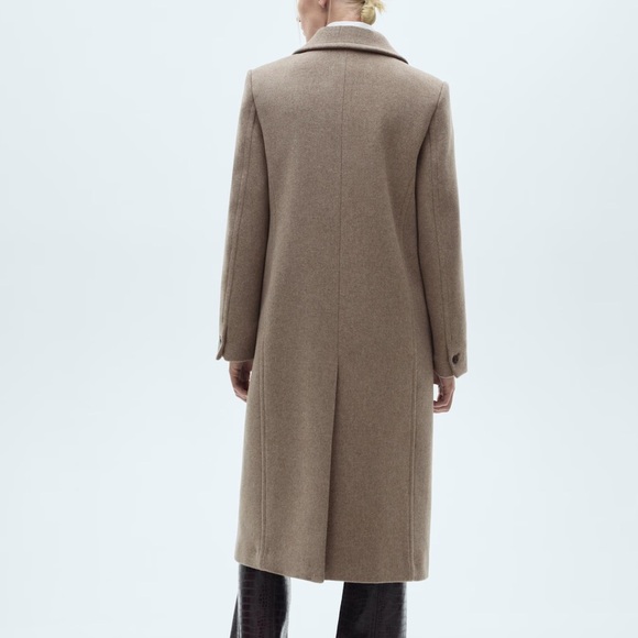 MNG Lapels Pale Pink Sustainable Wool Trench Coat Women’s Sz M NWT - Picture 4 of 11